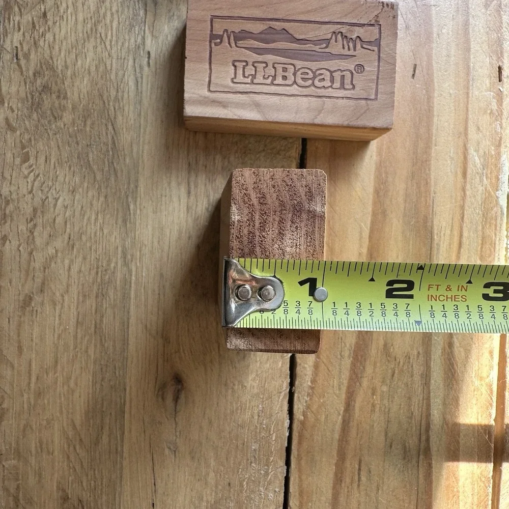 Vintage LL Bean CEDAR Wood Blocks Rare ‎ (SET of 3) Mountain Scene
